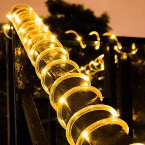 img 4 attached to Solar Rope Light 33FT 100L IP65 Waterproof Outdoor LED Copper Fairy String Tube Lights For Party Garden Yard Home Wedding Christmas Halloween Holiday Tree Decoration Lighting (Warm White)