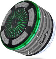 🔊 basspal shower speaker waterproof ipx7, portable wireless bluetooth speakers with radio, suction cup &amp; led mood lights, enhanced bass hd sound ideal for pool, beach, bathroom, boat, outdoors (02.gray) logo