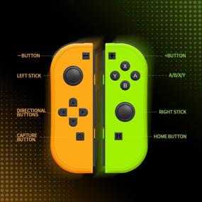 img 1 attached to 🎮 SINGLAND Wireless JoyCon Controller Replacement for N-Switch - Green/Yellow, Left/Right Remote Controllers with Wrist Straps
