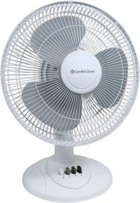 img 2 attached to 🌀 Quiet 12-inch Table Fan with Adjustable Tilt and 3-Speed Oscillation - Comfort Zone CZ121WT
