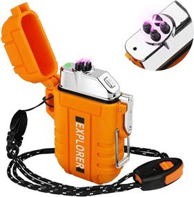 img 4 attached to Lafagiet Waterproof Arc Lighter - Outdoor Dual Plasma Arc 🔥 Lighter with USB Rechargeable Flameless Technology for Camping, Hiking, Survival Tactical (F13-Orange)