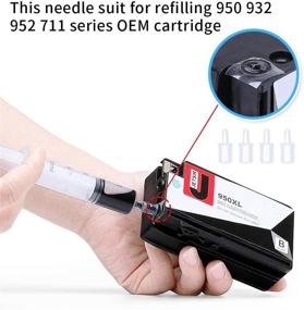 img 3 attached to 🖨️ JetSir Комплект для заправки чернил 4-х цветов для картриджей HP 950 951 932 933 60 61 952 902 901 62 63 21 22 920 940 934 564 711 970 971 94 95 96 - (2 чёрных 1 голубое 1 пурпурное 1 желтое) - 100 мл x 5 флакон + шприц
