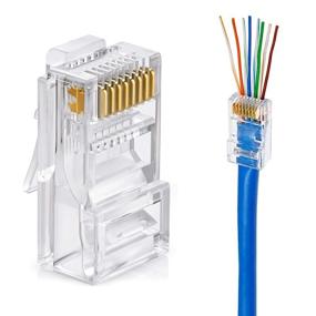 img 4 attached to Набор из 50 прозрачных разъемов для сжатия кабеля Cat6 / Cat5е / Cat5 RJ45 Ethernet 🔌 для твердого провода и стандартного кабеля - сетевой разъем UTP