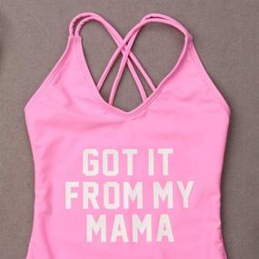 img 3 attached to Matching Mother and Daughter One Piece Swimwear Set - Family Letters Print Cross Back Monokini with Sporty Style