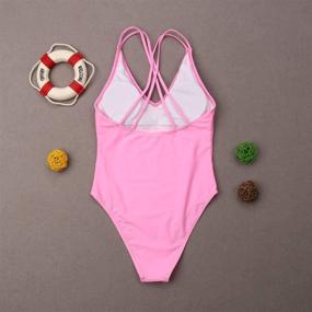 img 2 attached to Matching Mother and Daughter One Piece Swimwear Set - Family Letters Print Cross Back Monokini with Sporty Style