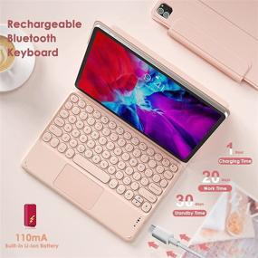 img 3 attached to 💜 Ultra Slim Wireless Rechargeable Bluetooth Keyboard: Lavender Purple, Smart Trackpad, Easy Shortcuts - Compatible with iPad, iPhone, Tablet, Laptop, iOS, Android, and Mobile Phones