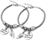 👭 xyiyi 2pcs best friend split broken heart bracelet set - no matter where double bangle bracelets - friendship gift logo