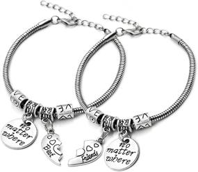 img 4 attached to 👭 XYIYI 2pcs Best Friend Split Broken Heart Bracelet Set - No Matter Where Double Bangle Bracelets - Friendship Gift