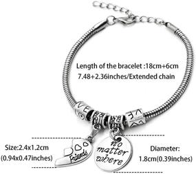 img 2 attached to 👭 XYIYI 2pcs Best Friend Split Broken Heart Bracelet Set - No Matter Where Double Bangle Bracelets - Friendship Gift