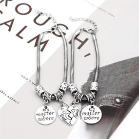 img 1 attached to 👭 XYIYI 2pcs Best Friend Split Broken Heart Bracelet Set - No Matter Where Double Bangle Bracelets - Friendship Gift