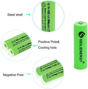 img 2 attached to Pack of 12 GEILIENERGY NiMH AA 600mAh 1.2V 🔋 Rechargeable Batteries | Ideal for Solar Lights, Garden Lights, Remotes, Mice