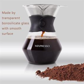 img 1 attached to Набор для заваривания кофе Mixpresso Pour Over, кувшин из боросиликатного стекла с белым силиконовым чехлом, заварной кофейник Pour Over (13,5 унций)