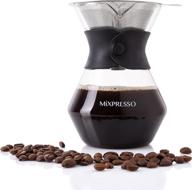 набор для заваривания кофе mixpresso pour over, кувшин из боросиликатного стекла с белым силиконовым чехлом, заварной кофейник pour over (13,5 унций) логотип