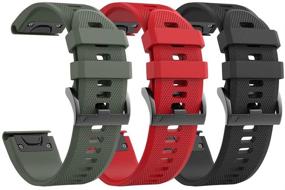img 4 attached to Notocity 26mm Soft Silicone Watch Strap 🔗 for Fenix 5X Plus/Fenix 6X Pro - 3pcs