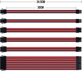 img 3 attached to Smraza Sleeved Cable Extension Kit for Power Supply - Red & Black 🔴 (30cm) | PSU Connectors, 24-Pin 8-Pin 6-Pin 4+4-Pin, with Extra Sleeved Wires and Cable Combs