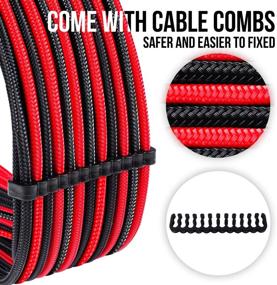 img 1 attached to Smraza Sleeved Cable Extension Kit for Power Supply - Red & Black 🔴 (30cm) | PSU Connectors, 24-Pin 8-Pin 6-Pin 4+4-Pin, with Extra Sleeved Wires and Cable Combs