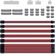 smraza sleeved cable extension kit for power supply - red & black 🔴 (30cm) | psu connectors, 24-pin 8-pin 6-pin 4+4-pin, with extra sleeved wires and cable combs logo