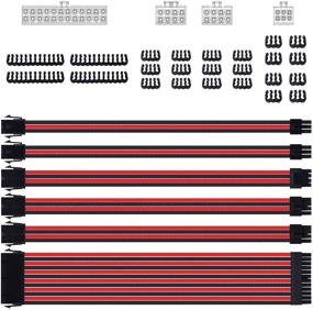 img 4 attached to Smraza Sleeved Cable Extension Kit for Power Supply - Red & Black 🔴 (30cm) | PSU Connectors, 24-Pin 8-Pin 6-Pin 4+4-Pin, with Extra Sleeved Wires and Cable Combs