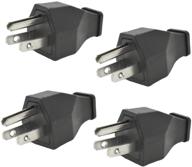 🔌 black straight blade plug, 15 amp 120-125 volt, 2pole 3wire plug - 4 pack | male extension cord replacement plugs end logo