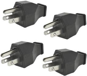 img 4 attached to 🔌 Black Straight Blade Plug, 15 Amp 120-125 Volt, 2Pole 3Wire Plug - 4 Pack | Male Extension Cord Replacement Plugs End