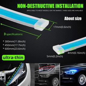 img 1 attached to 🌈 YEERON Dual Color LED Light Strips - 2Pcs 18 Inches, White Daytime Running Light, Yellow/Amber Turn Signal Lights, Sequential Flowing Effect, Waterproof Switchback