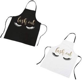 img 3 attached to 2-Pack Golden Lash Aprons: Cotton Bibs for Home Cooking, Coffee Shops, and Cleaning