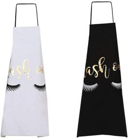 img 4 attached to 2-Pack Golden Lash Aprons: Cotton Bibs for Home Cooking, Coffee Shops, and Cleaning