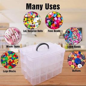 img 1 attached to SGHUO 3-Tier Stackable Storage Container Box with 30 Compartments - Perfect 🗃️ Organizer for Arts and Crafts, Toys, Fuse Beads, Washi Tapes - Size: 9.5X6.5X7.2inch
