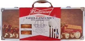 img 1 attached to 🔥 Budweiser Wood Clydesdale Carrying Case Grilling Set, 5 pc - Original