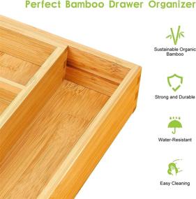 img 3 attached to 🗄️ Secura Bamboo Expandable Drawer Organizer, Cutlery Tray and Utensil Holder for Kitchen, Office, Bathroom and Home (8 Expandable Compartments)