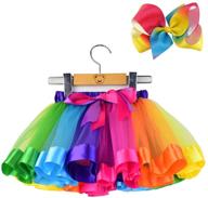 🌈 bgfks layered rainbow tutu skirt for little girls dress up with colorful hair bows - ballet inspired tulle ensemble logo