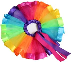 img 3 attached to 🌈 BGFKS Layered Rainbow Tutu Skirt for Little Girls Dress Up with Colorful Hair Bows - Ballet Inspired Tulle Ensemble