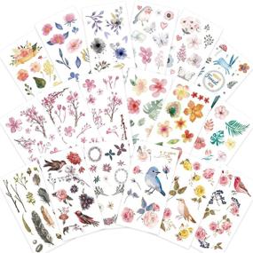 img 4 attached to 🎨 Knaid Watercolor Birds and Flowers Stickers Set - Decorative Stickers for Scrapbooking, DIY Crafts, Albums, Bullet Journaling, Junk Journals, Planners, Calendars, Notebooks