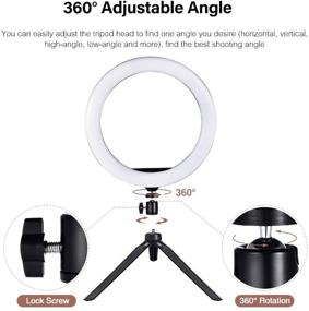 img 1 attached to 📸 Enhance Your Selfies with the 10" Selfie Ring Light: Tripod Stand, Cell Phone Holder, 3 Light Modes, Perfect for Live Streaming, Makeup, YouTube Videos, and Dimmable LED Beauty Ringlight