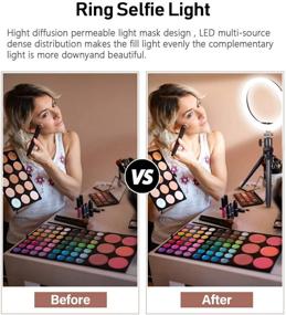 img 2 attached to 📸 Enhance Your Selfies with the 10" Selfie Ring Light: Tripod Stand, Cell Phone Holder, 3 Light Modes, Perfect for Live Streaming, Makeup, YouTube Videos, and Dimmable LED Beauty Ringlight