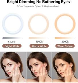 img 3 attached to 📸 Enhance Your Selfies with the 10" Selfie Ring Light: Tripod Stand, Cell Phone Holder, 3 Light Modes, Perfect for Live Streaming, Makeup, YouTube Videos, and Dimmable LED Beauty Ringlight
