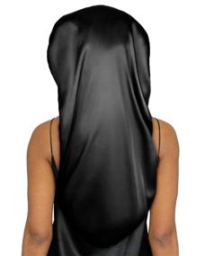 img 4 attached to 🌙 Extra Large Adjustable Long Satin Sleep Cap - Ideal for Braids and Hair Protection