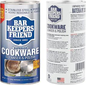 img 3 attached to Bar Keepers Friend Stainless Steel Cookware Cleaner 12 OZ Powder with Extra Thick Scour Pad and Scraper - Fox Trot