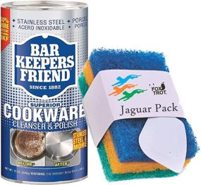 img 4 attached to Bar Keepers Friend Stainless Steel Cookware Cleaner 12 OZ Powder with Extra Thick Scour Pad and Scraper - Fox Trot