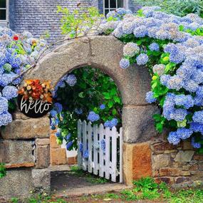 img 1 attached to Handmade Hydrangea Fall Wreath with Welcome Sign for Front Door, Farmhouse Door Wreaths, Grapevine Fall Wreath - 16 Inch