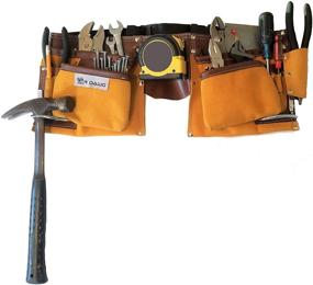 img 3 attached to 11-Pocket Heavy Duty Suede Leather Tool Belt by R Dawg - Includes 2 Steel Hammer Loops, Measuring Tape, and 4 Large Pockets