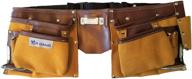 11-pocket heavy duty suede leather tool belt by r dawg - includes 2 steel hammer loops, measuring tape, and 4 large pockets logo