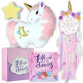 img 4 attached to 🦄 Follow Your Dreams: Unicorn Pillow & Dreamcatcher Gift Set with Book, Pillow, Dream Catcher, & Notepad for Girls 4-9 Years - Perfect for Birthdays, Christmas, Room Decor
