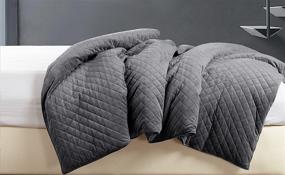 img 2 attached to 🔥 Charcoal BlanQuil Quilted Weighted Blanket with Removable Cover - 20lb