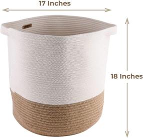 img 3 attached to 🧺 Large Cotton Rope Woven Basket by GooBloo - 18" x 17" - Decorative Storage Basket for Living Room, Toys, or Blankets - Wicker Baskets with Handles - Blanket Basket or Cute Baby Laundry Hamper