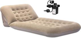 img 4 attached to 🛏️ Inflatable Air Mattress with Air Pump: Sleeping Pad Mat, Adjustable Backrest, Portable Lounger Sofa Bed Chair (Coffee)