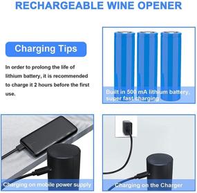 img 1 attached to 🍷 Rechargeable Electric Wine Opener Set with USB Charging, Automatic Corkscrew, Wine Pourer, Vacuum Stopper, Foil Cutter - Perfect for Home Party