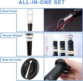 img 2 attached to 🍷 Rechargeable Electric Wine Opener Set with USB Charging, Automatic Corkscrew, Wine Pourer, Vacuum Stopper, Foil Cutter - Perfect for Home Party