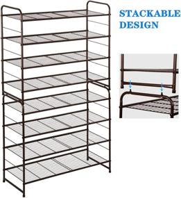 img 3 attached to 👞 Bextsrack 4-Tier Shoe Rack: Stackable Adjustable Wire Grid Shoe Organizer, Closet and Bedroom Storage, Bronze