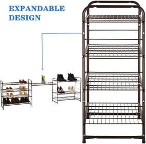 img 2 attached to 👞 Bextsrack 4-Tier Shoe Rack: Stackable Adjustable Wire Grid Shoe Organizer, Closet and Bedroom Storage, Bronze